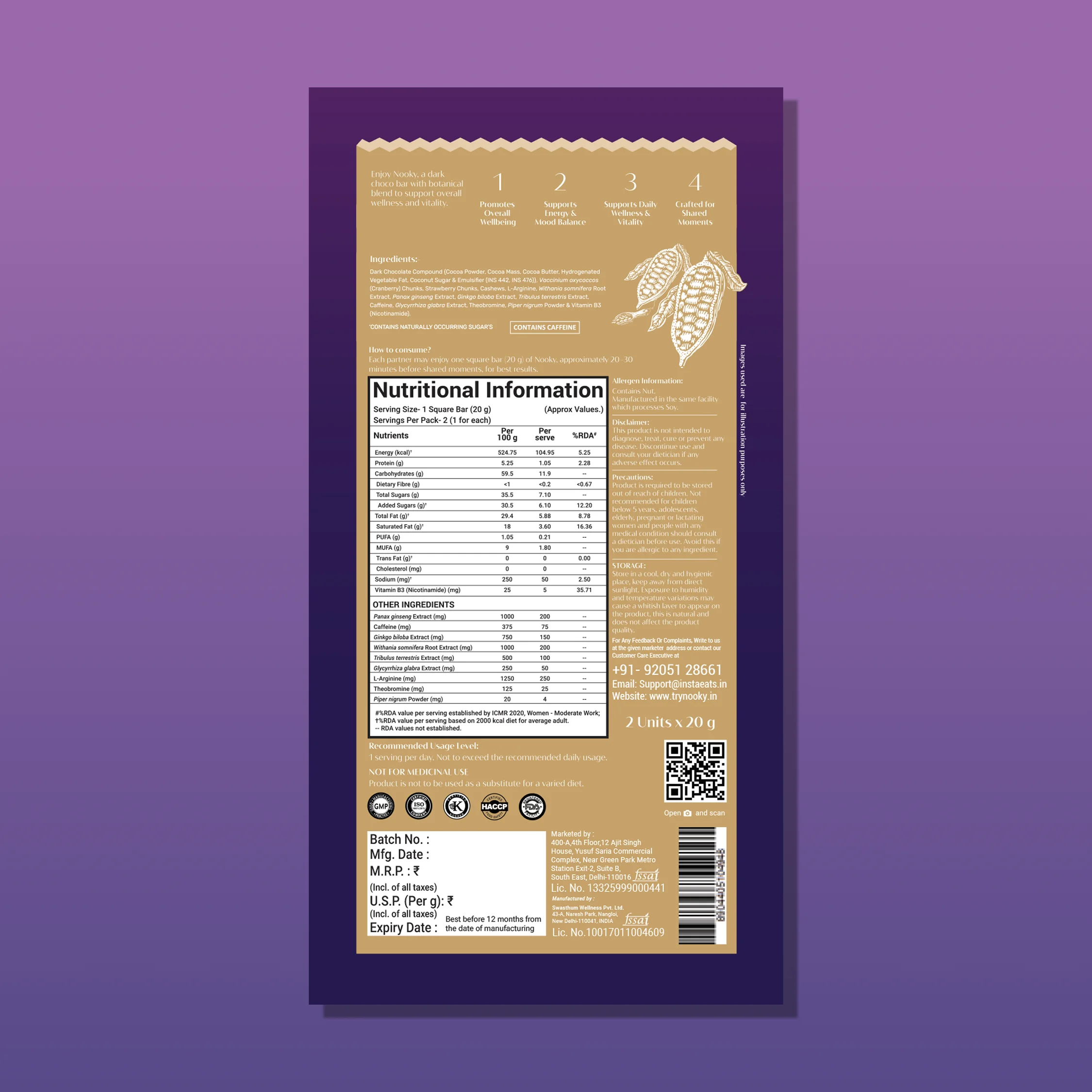 Nooky Special Edition Gift kit | Herb Infused Choco Bar for Couples + Naughty Task Cards