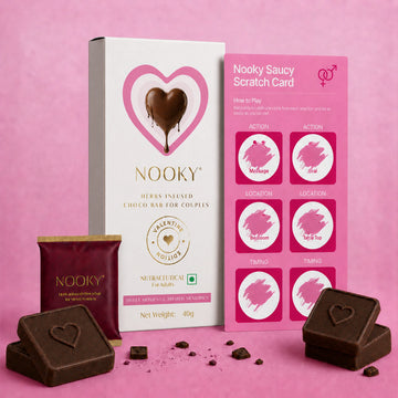 Nooky Valentine Edition Gift kit | Herb Infused Choco Bar for Couples + Saucy Cards